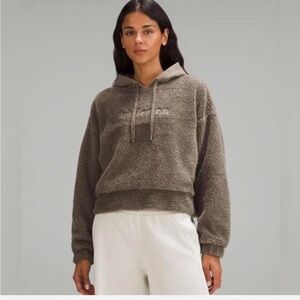 Lululemon Reversible Textured Fleece Embroidered Logo Hoodie - Nomad - Size 2